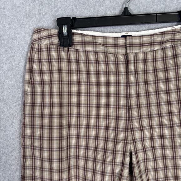 Gap Bermuda Shorts 8 Tan Plaid Khaki Chino Cotton Golf Grandpa Hiking GORP Thin - Picture 2 of 9